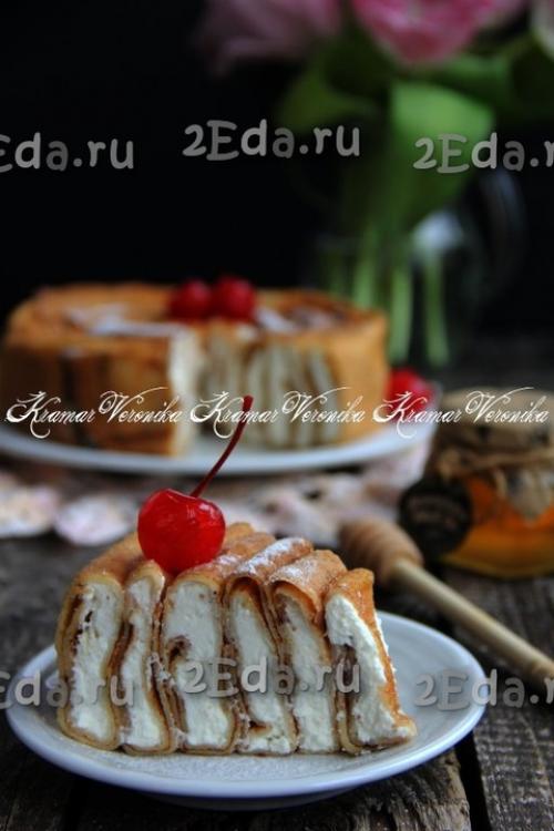 Блинный пирог с творогом. 08