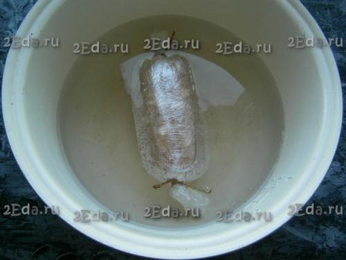 Домашняя куриная колбаса в пищевой пленке. 06