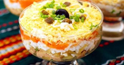 Салат северный.  В далекие времена печень трески считалась элитным продуктом, который был доступен не всем желающим его отведать.