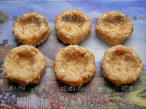 Гнёзда из фарша с грибами и сыром в духовке. 03 Гнёзда из фарша с грибами и сыром в духовке. 03