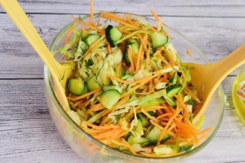 Салат с капустой, огурчиками и морковью. 06 Салат с капустой, огурчиками и морковью. 06