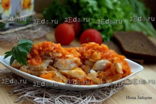 Рецепт рыбы под маринадом с луком и морковью.
