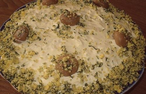 Салат из куриной грудки и грибами: «Грибы под шубой» — слоеный салат