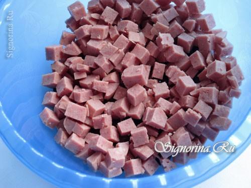 Салат с фасолью и колбасой и морковью. Салат с копченой колбасой, морковью, фасолью и майонезом: рецепт с фото