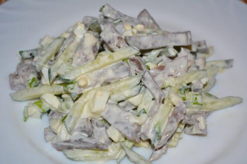 Салат из свиного сердца и свежего огурца. Рецепт 2: салат из говяжьего сердца (пошагово)