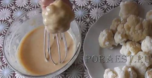 Как жарить замороженную цветную капусту в кляре. Цветная капуста в кляре на сковороде — простой пошаговый рецепт