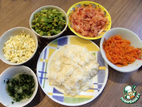 Семга под шубой с авокадо.