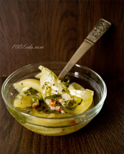 Салат из зеленых помидор быстрый. Вкусный салат из зеленых помидоров