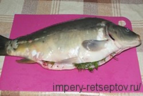 Карп запеченный с овощами и лимоном. Рецепт карпа запеченного в духовке с зеленью и лимоном