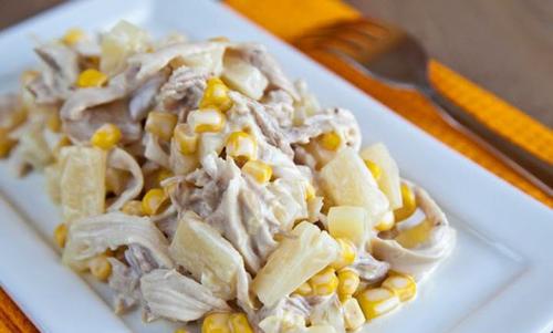 Салат из ананаса и куриной грудки и грибов. Пошаговый рецепт салата с ананасами, курицей и грибами