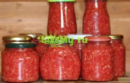Хреновая закуска из помидор с хреном и чесноком на зиму