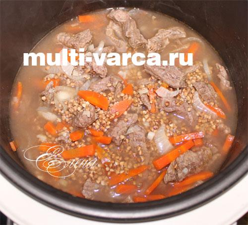 Гречка с говядиной в мультиварке. Диетическая говядина с гречкой