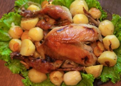 Курица с яблоками в духовке с картошкой в рукаве. Курица с яблоками и картошкой запеченная в духовке