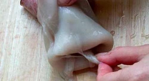 Салат тритон с кальмарами, крабовыми палочками и ветчиной