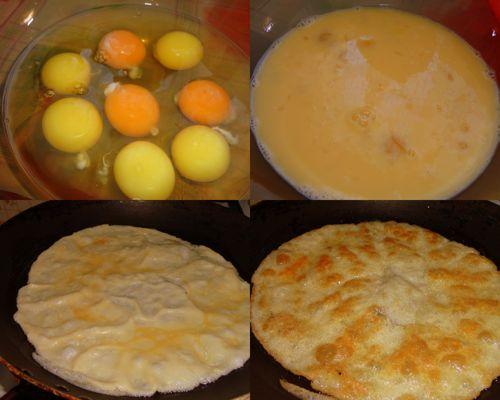 Салат Обжорка с яичными блинчиками. Подготовка компонентов