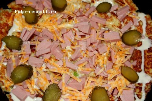 Творожное тесто для пиццы на сковороде. Вкусная "Пицца с творожной основой" на сковороде!