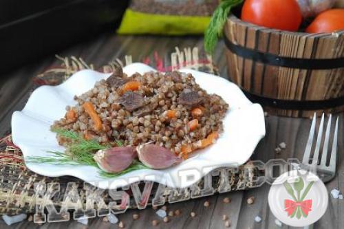 Гречка с мясом и овощами в казане. Гречка по купечески