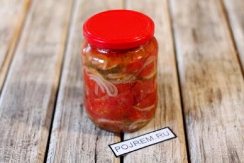 Салат на зиму слоями лук огурцы помидоры с растительным маслом. Рецепт: