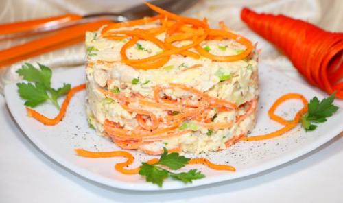 Готовим салат с морковью, сыром, чесноком и майонезом