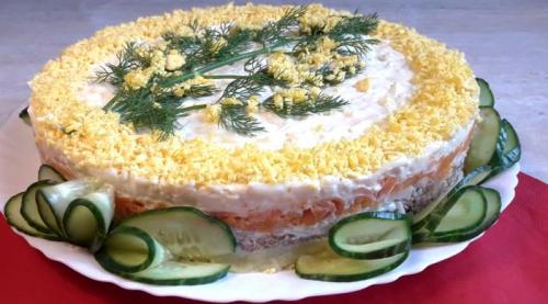 Салат мимоза — пошаговый рецепт с консервой, яйцом и сыром