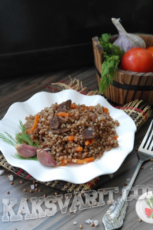 Гречка с мясом и овощами в казане. Гречка по купечески