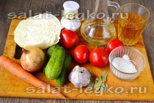 Салат слоями на зиму из овощей капуста огурец помидор перец лук. Салат на зиму из капусты, огурцов и помидоров