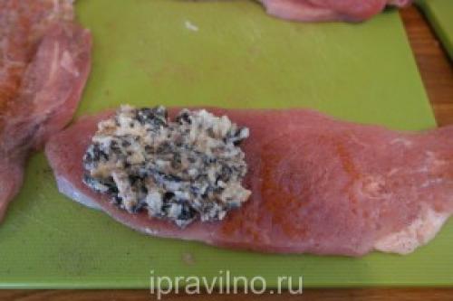 Мясные рулетики с черносливом и грецкими орехами. Рулетики из свиного шницеля с черносливом и орехами: рецепт с пошаговыми фото