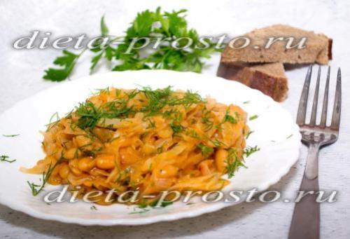 Тушеная капуста с консервированной фасолью. Тушеная капуста с фасолью