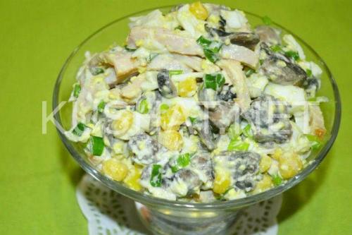 Салат с ветчиной и кукурузой и грибами. Салат с грибами, ветчиной и кукурузой. Пошаговый рецепт с фото