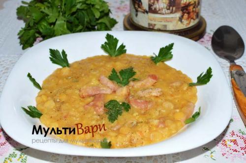 Гороховая каша с копченой грудинкой в мультиварке