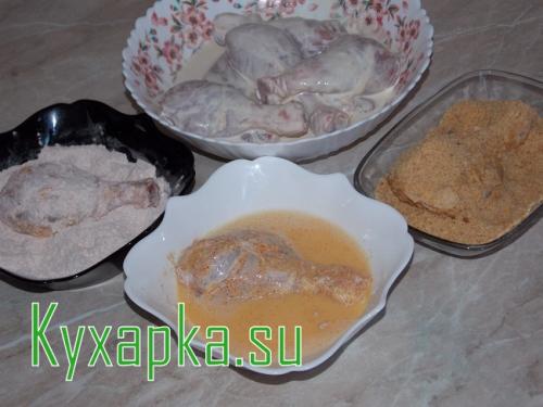 Куриные ножки в панировке. Куриная голень в панировке