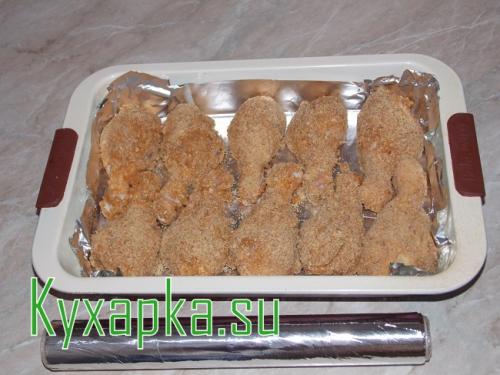 Куриные ножки в панировке. Куриная голень в панировке