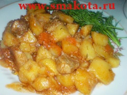 Картошка в казане без мяса. Картошка, тушеная в казане