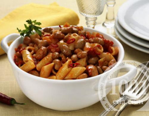 Макароны с фасолью консервированной в томатном соусе. Паста (макароны) с фасолью и фаршем 10 Макароны с фасолью консервированной в томатном соусе. Паста (макароны) с фасолью и фаршем 10