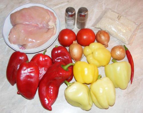 Курица с кунжутом и овощами