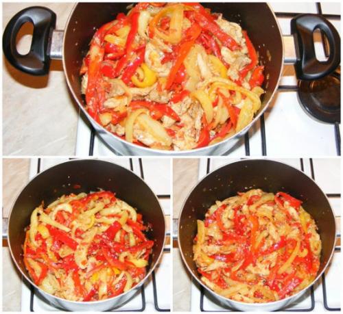 Курица с кунжутом и овощами