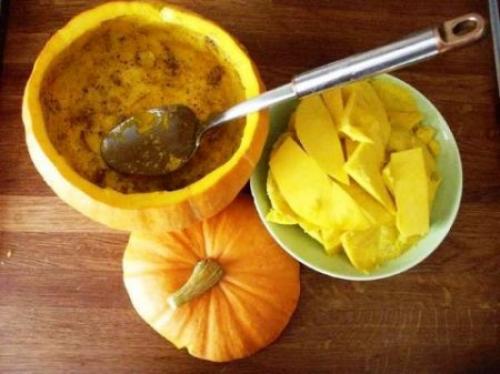 Тыква с мясом и гречкой. Рассыпчатая гречневая каша с мясом в тыкве 01