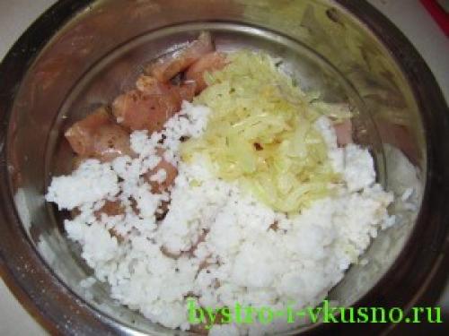 Тыква с рисом и курицей