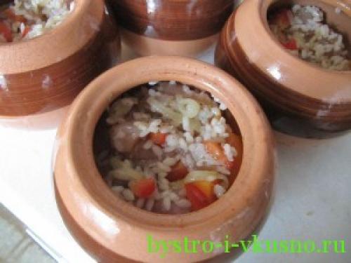 Тыква с рисом и курицей