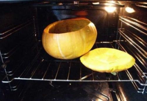 Тыква с мясом и гречкой. Рассыпчатая гречневая каша с мясом в тыкве 02