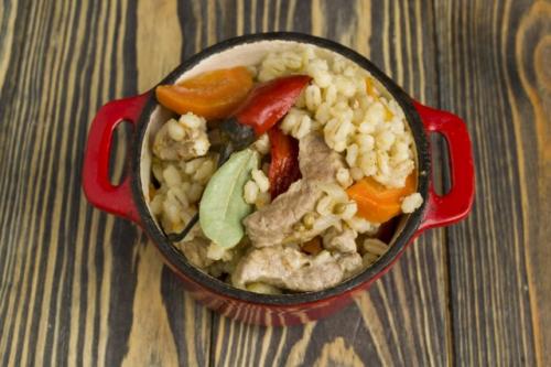 Перловка с мясом, как в столовой. Рецепт 6, пошаговый: каша перловая с мясом