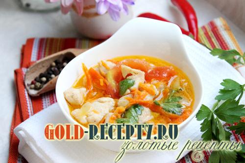 Подлива из курицы с овощами.