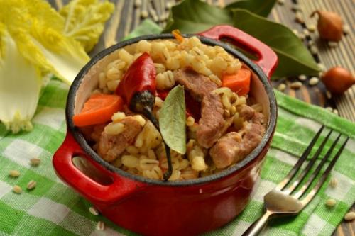 Перловка с мясом, как в столовой. Рецепт 6, пошаговый: каша перловая с мясом
