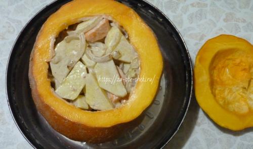 Тыква в духовке целиком с начинкой. Тыква, фаршированная мясом в духовке (целиком с картошкой и другими овощами)