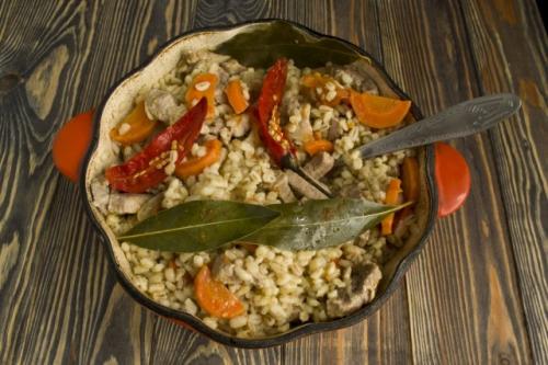 Перловка с мясом, как в столовой. Рецепт 6, пошаговый: каша перловая с мясом