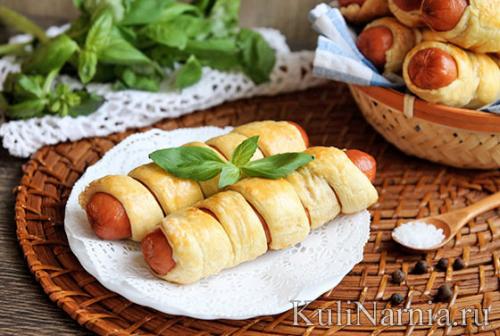 Какое слоеное тесто лучше для сосисок в тесте. Рецепт 2: сосиски в слоеном тесте, запеченные в духовке