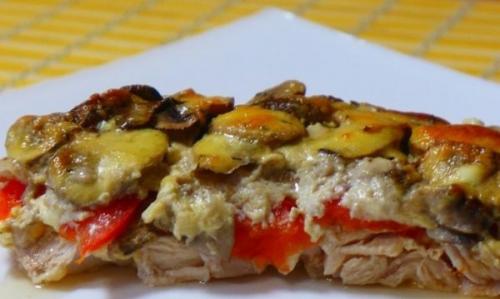 Шампиньоны с луком и болгарским перцем и. Куриная запеканка с болгарским перцем и грибами