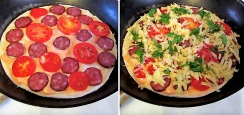 Тонкая пицца на сковороде. Как сделать тонкую домашнюю пиццу из лаваша? 02 Тонкая пицца на сковороде. Как сделать тонкую домашнюю пиццу из лаваша? 02