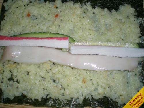 Роллы в домашних условиях с кальмаром. Описание рецепта: 03