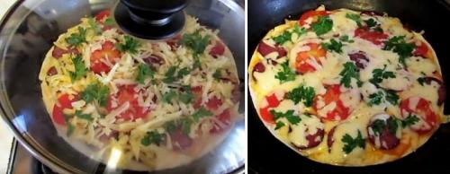 Тонкая пицца на сковороде. Как сделать тонкую домашнюю пиццу из лаваша? 03 Тонкая пицца на сковороде. Как сделать тонкую домашнюю пиццу из лаваша? 03